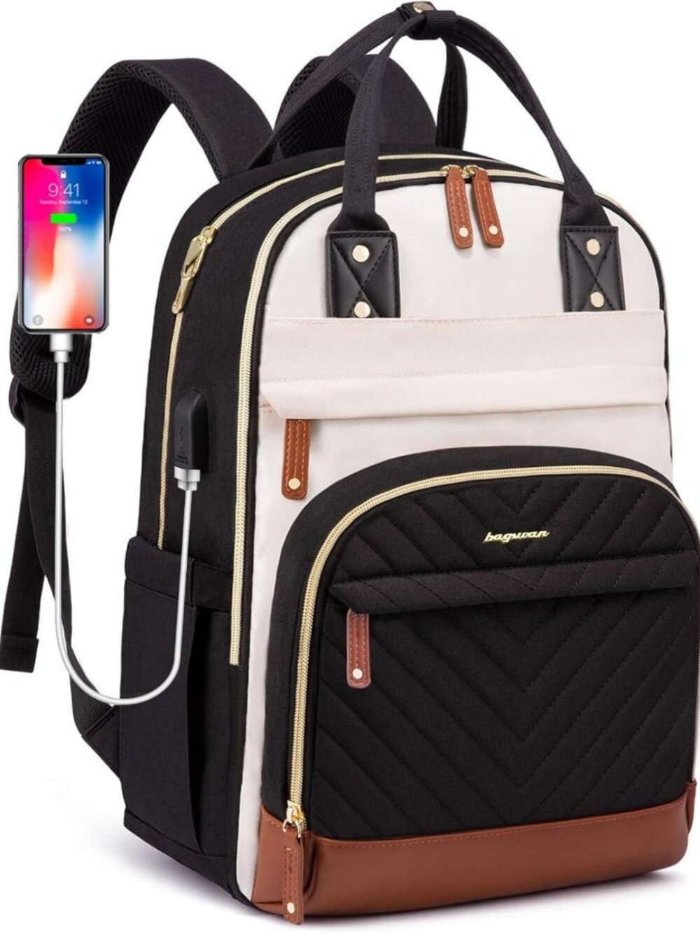 Stylish Waterproof Laptop Backpack for Women - USB Charger, Anti-Theft, College